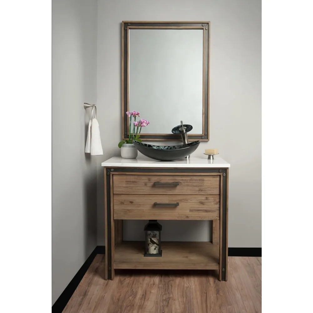 MNO-G1308210 Oval 21-1/2" Tempered Glass Vessel Bathroom Sink - Brushed Nickel Drain