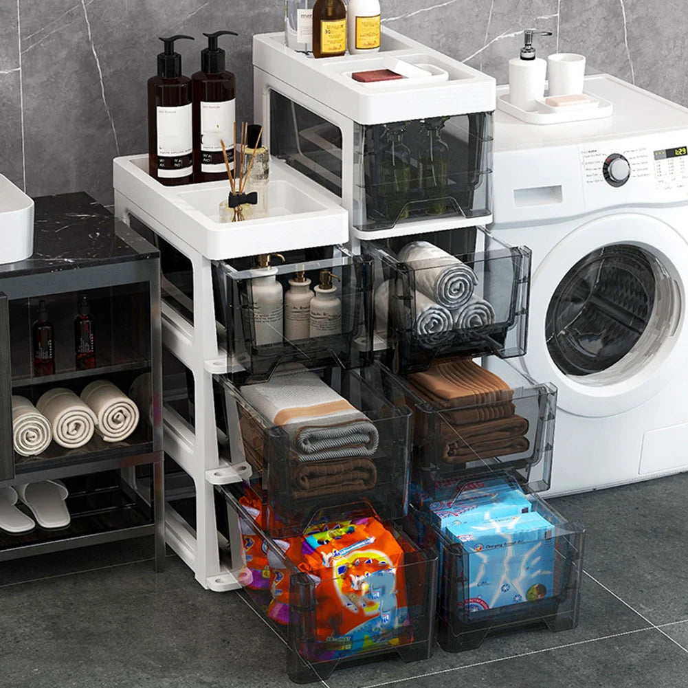 Narrow Toilet Drawer 4/5 Tier Waterproof Closestool Crevice Rack Narrow Organizer Rack Shelves for Small Spaces Bedroom Bathroom