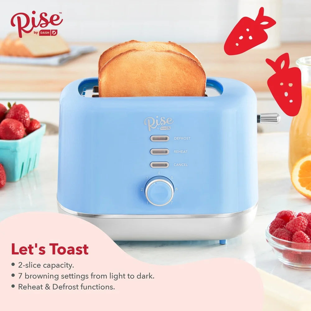 2-Slice Toaster with Defrost Reheat Auto Shut Off 7  Levels Compact Design Bread English Muffins Kitchen Use