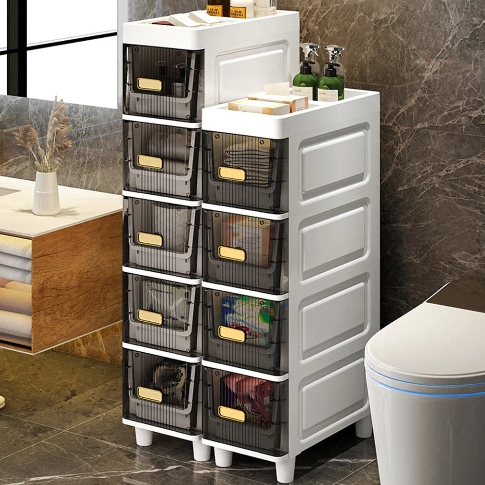 Narrow Toilet Drawer 4/5 Tier Waterproof Closestool Crevice Rack Narrow Organizer Rack Shelves for Small Spaces Bedroom Bathroom