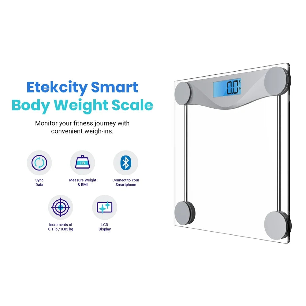 Smart Scale Bathroom Weight Scale Bluetooth Body Fat Analyzer LCD Display Baby Mode Automatic Shutoff Measuring Tape Weight