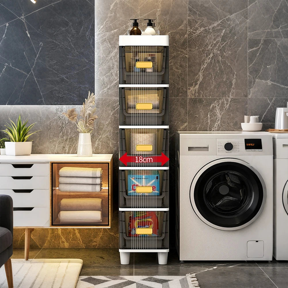 Narrow Toilet Drawer 4/5 Tier Waterproof Closestool Crevice Rack Narrow Organizer Rack Shelves for Small Spaces Bedroom Bathroom