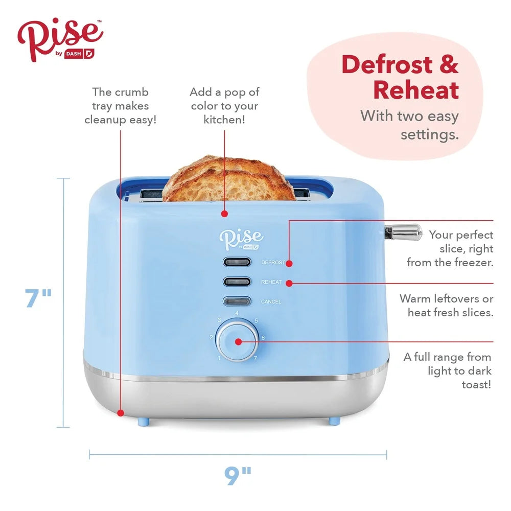 2-Slice Toaster with Defrost Reheat Auto Shut Off 7  Levels Compact Design Bread English Muffins Kitchen Use