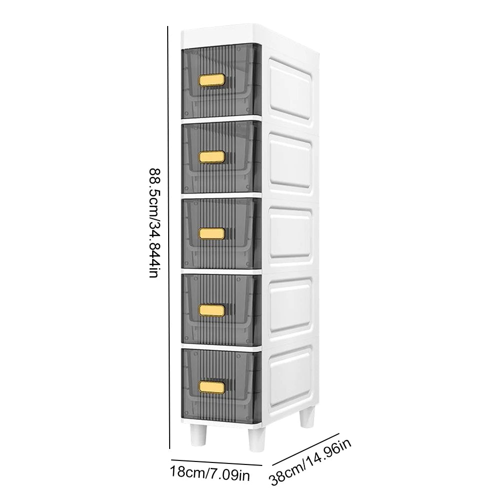 Narrow Toilet Drawer 4/5 Tier Waterproof Closestool Crevice Rack Narrow Organizer Rack Shelves for Small Spaces Bedroom Bathroom