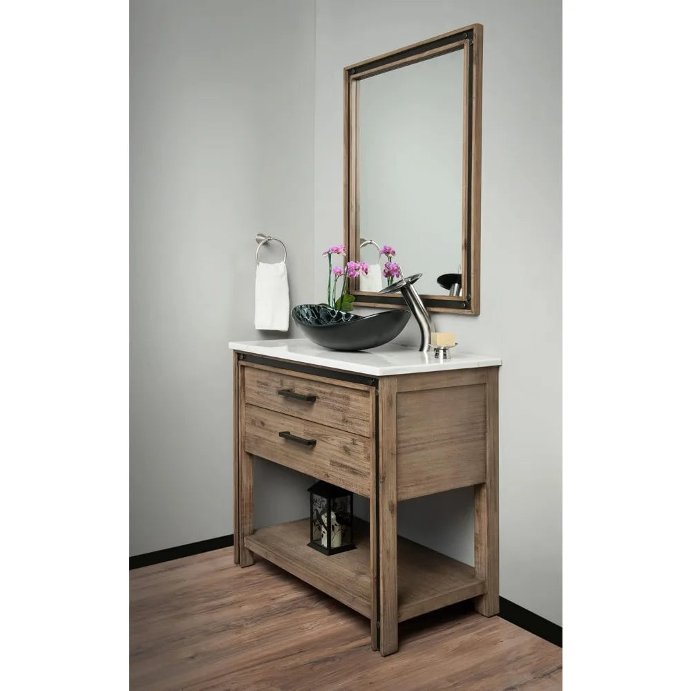 MNO-G1308210 Oval 21-1/2" Tempered Glass Vessel Bathroom Sink - Brushed Nickel Drain